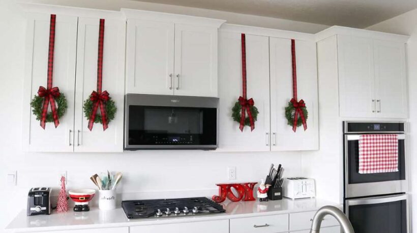 Hang Holiday Cheer: Creative Ways to Decorate Your Kitchen Cabinets with Wreaths