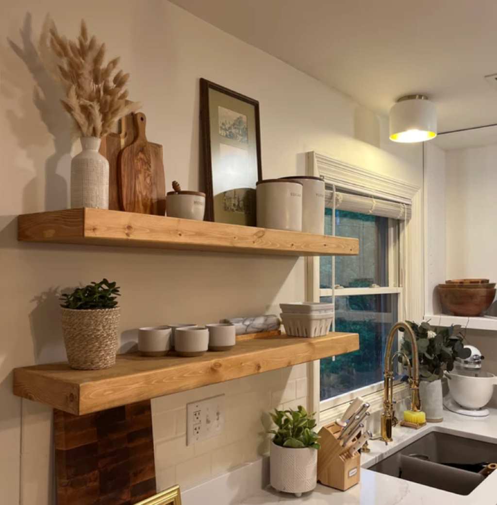 How do you style floating kitchen shelves